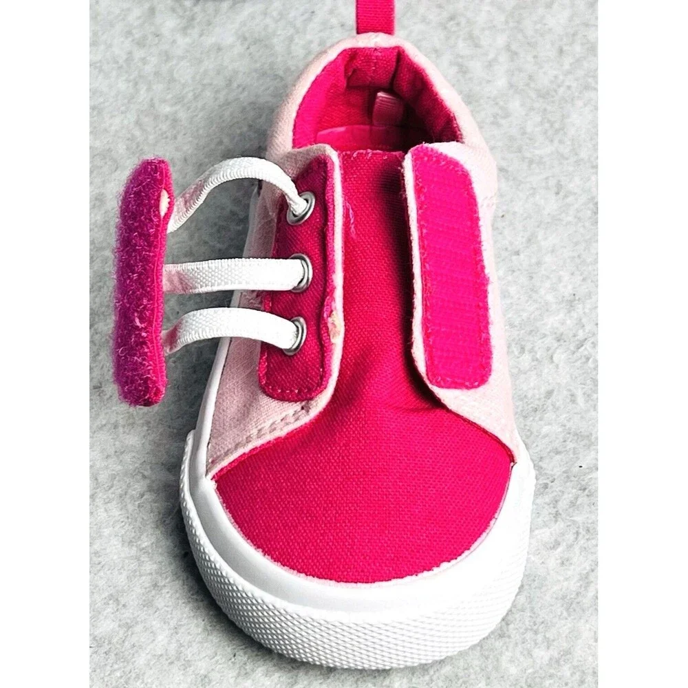 Wonder Nation Girls 5 Toddler Pink Canvas Lace Up Sneakers Casual Play Shoes